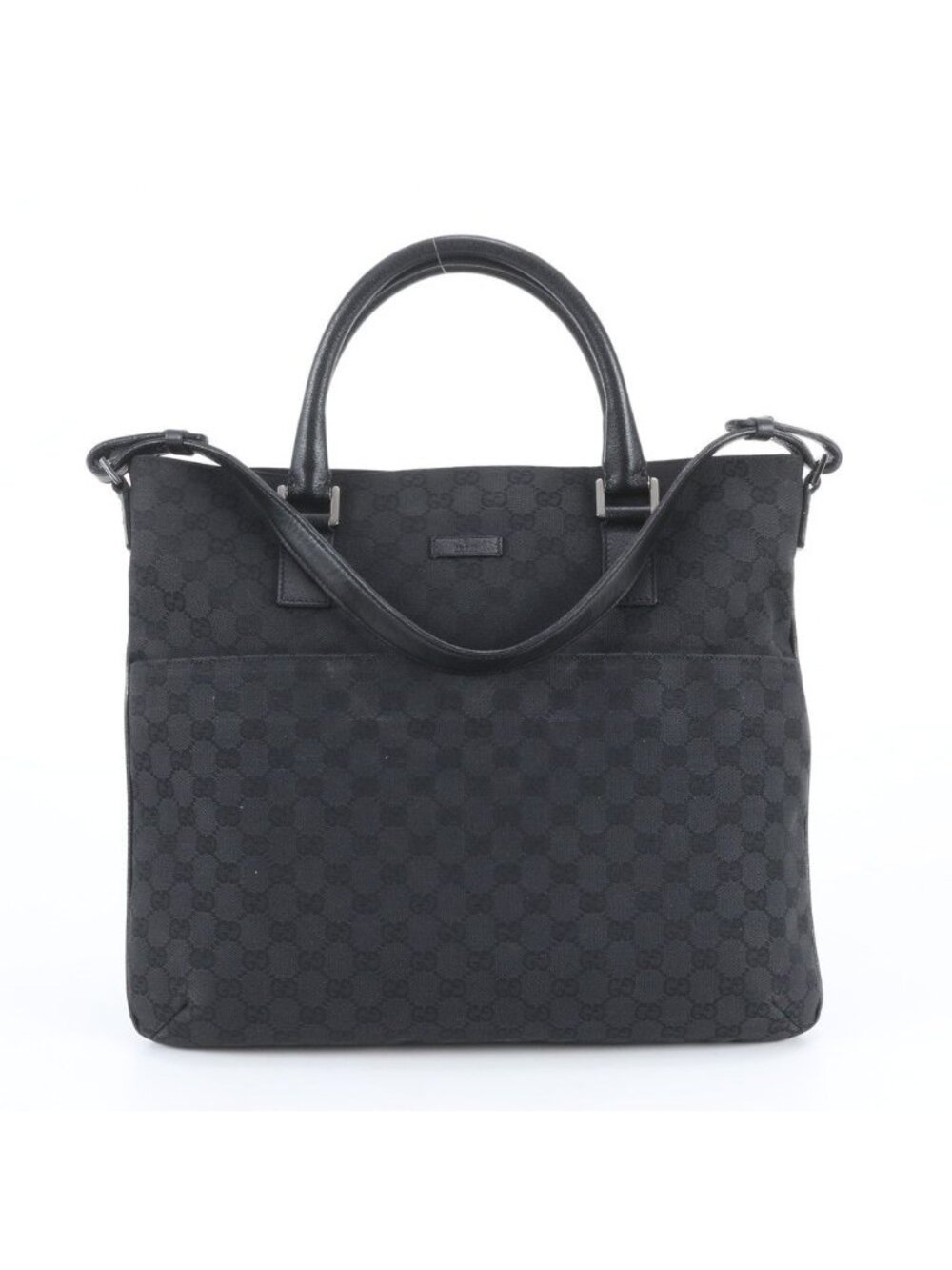 Gucci GG Canvas Leather 2-Way Tote Bag Shoulder Business Black